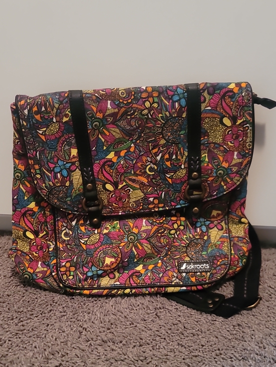 Sakroots Handbags - Sakroots Multicolor Floral Canvas Satchel with Black Straps